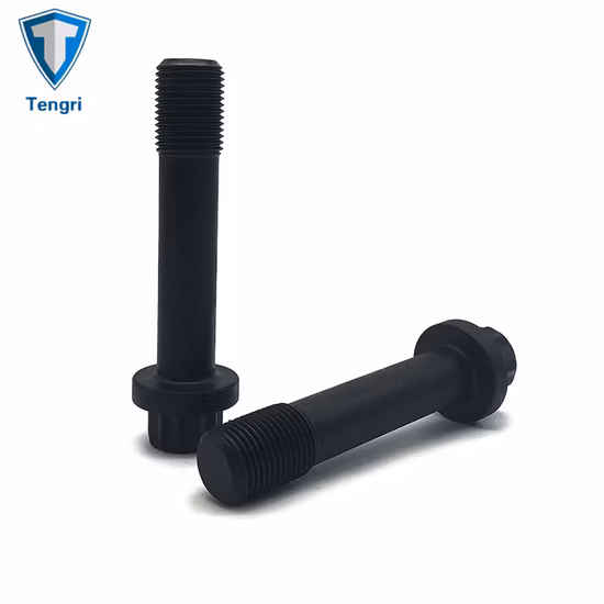 Tornillo de cabeza de ferry de óxido negro de acero de aleación, perno de brida de 12 puntos de fábrica OEM